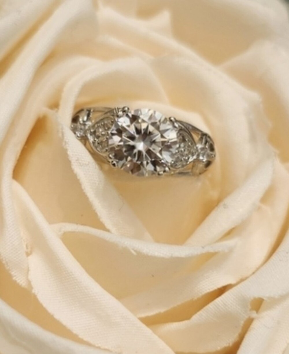 GRA Certified Romantic 2 Carat Moissanite  Diamond Ring in Size 6 US & 9 US .